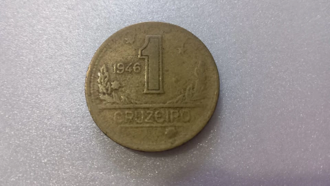 Moeda de 1 Cruzeiro de 1946 Bronze Alumínio Reverso Invertido Catalogada MJ 01