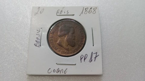 Moeda de 20 Réis de 1868 Bronze PP 17