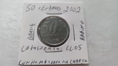 Moeda de 50 Centavos de 2002 Aço Inox Cunho Marcado no Cabelo RABINO Catalogada CC 05 na internet