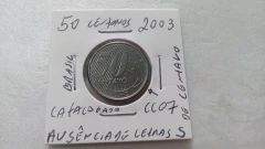 Moeda de 50 Centavos de 2003 Aço Inox Ausência de Letras Falta S de Centavo Catalogada CC 07 na internet