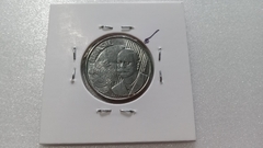 Moeda de 50 Centavos de 2002 Aço Inox Cunho Marcado no Cabelo RABINO Catalogada HE 04 xx - Mandrade Numismática
