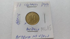 Moeda de 10 Centavos de Bronze Alumínio de 1947 com Antena no Reverso Bonifácio ML 15