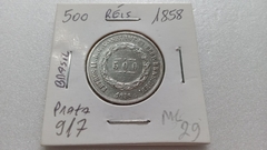 Moeda de 500 Réis de 1858 prata 917 Império ML 29