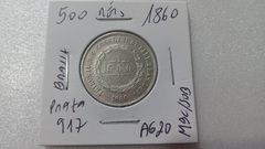 Moeda de 500 Réis de 1860 Prata 917 Império AG 20