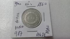 Moeda de 500 Réis de 1860 Prata 917 Império AG 21