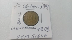 Moeda de 20 Centavos de 1944 Bronze Alumínio Sem Sigla Catalogada TB 01