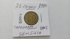 Moeda de 20 Centavos de 1944 Bronze Alumínio Sem Sigla Catalogada TB 05