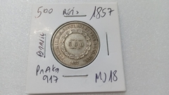 Moeda de 500 Réis de 1857 Prata 917 Império MJ 18