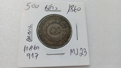 Moeda de 500 Réis de 1860 Prata 917 Império MJ 23