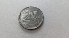 Moeda de 25 Centavos de 1994 Aço Inox com Data Marcada no Reverso Catalogada CX 07