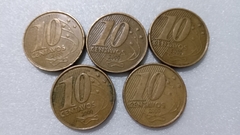 Moedas de 10 Centavos de 2000 Aço Inox Banhado de Bronze (Lote de 5 Moedas ) Circuladas MJ 06