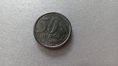 Moeda de 50 Centavos de 2008 Aço Inox Cunho Quebrado no Verso JA 11