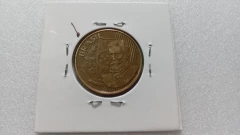 Moeda de 25 Centavos de 2000 Aço Banhado de Bronze BRASIL DUPLO Catalogada JA 12 - Mandrade Numismática