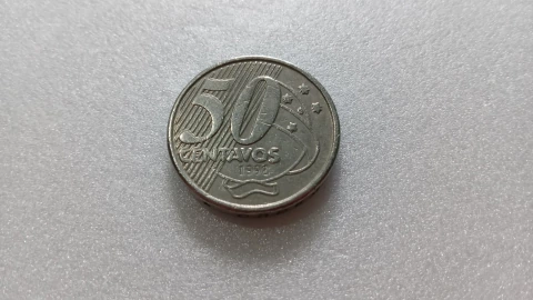 Moeda de 50 Centavos de 1998 Cupro-Níquel Duplicação no Anverso e Reverso Catalogada JA 20