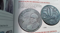 Moeda de 50 Centavos de 1998 Cupro-Níquel Duplicação no Anverso e Reverso Catalogada JA 20 na internet