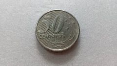 Moeda de 50 Centavos de 1998 Cupro-Níquel Brasil Duplo DESLOCADO Catalogada JA 22 - comprar online
