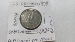 Moeda de 50 Centavos de 1998 Cupro-Níquel Duplicação no Anverso e Reverso Catalogada JA 20 - Mandrade Numismática