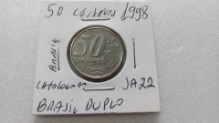 Moeda de 50 Centavos de 1998 Cupro-Níquel Brasil Duplo DESLOCADO Catalogada JA 22 na internet