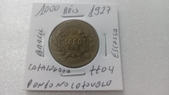 Moeda de 1000 Réis de 1927 Bronze Alumínio Com Ponto No Cotovelo Catalogada TT 04 na internet
