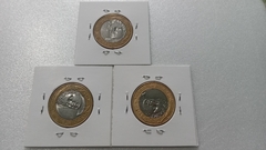 Moedas de 1 Real de 2008 Anel Aço Banhado de Bronze E Núcleo de Aço Inox Reverso Horizontal à Direita à Esquerda e Invertida Catalogadas ML18/19/20 - comprar online