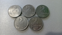 Moedas de 2 Cruzeiros 1957 à 1961 Alumínio Serie Completa ML 03