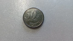 Moeda de 50 Centavos de 2002 Aço Inox Reverso Invertido Catalogada BH 07