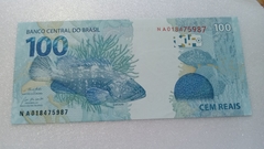Cédula de 100 Reais de 2022 Serie N A 018475987 Chancelas de Paulo Guedes e Roberto Campos Neto Flor de Estampa