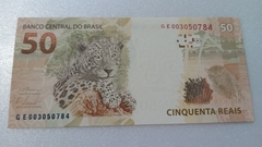 Cédula de 50 Reais de 2015 C.359 Serie G E 003050784 Chancelas De Nelson Henrique Barbosa Filho e Nelson Henrique Barbosa Filho Flor de Estampa