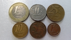 Moedas de 1 Real /50/25/10/5/1 centavos de 1998 Serie Completa Moedas Circuladas BH 05
