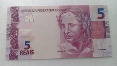Cédula de 5 Reais de 2015 C.341 Serie C H 042087705 Chancelas de Joaquim Vieira Ferreira Levy e Alexandre Antônio Tombini Flor de Estampa - comprar online