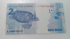Cédula de 2 Reais De 2019 C.339 Serie G J 068158409 Chancela de Paulo Roberto Nunes Guedes e Roberto Campos Neto Flor de Estampa
