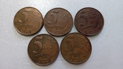 Moedas de 5 Centavos de 2000 Aço Inox Banhado de Cobre (Lote de 5 Moedas ) Circuladas ML 01