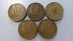 Moedas de 10 Centavos de 2000 Aço Inox Banhado de Bronze (Lote de 5 Moedas ) Circuladas ML 03