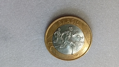 Moeda de 1 Real de 2015 Anel Aço Inox Banhado de Bronze e Núcleo de Aço Inox Atletismo Paralímpico ( Brasil Duplo ) Catalogada MK 01