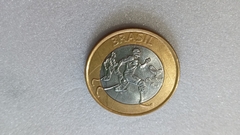 Moeda de 1 Real de 2015 Anel Aço Inox Banhado de Bronze e Núcleo de Aço Inox Atletismo Paralímpico ( Brasil Duplo ) Catalogada MK 02