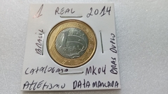 Moeda de 1 Real de 2014 Anel Aço Inox Banhado de Bronze e Núcleo de Aço Inox Atletismo DATA MARCADA e ( Bras Duplo ) Catalogada MK 04 - Mandrade Numismática