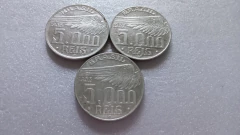Moedas de 5000 Réis de 1936 / 1937 / 1938 Prata 600 Republica Serie Santos Dumont Serie Completa SM 11