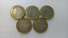 Moedas de 1 Real de 1998 Núcleo de Níquel e Anel de Alpaca ( Lote De 5 Moedas ) Circuladas ML 01