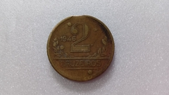 Moedas de 2 Cruzeiros de 1946 Bronze Alumínio Final de Chapa MJ 08