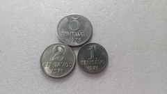 Moedas de 5 / 2 / 1 Centavos de 1975 Aço Inox