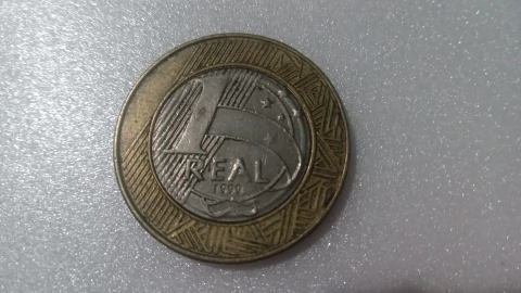 Moeda de 1 Real de 1999 Anel Alpaca Núcleo Níquel ( Moeda Circulada ) FF 10