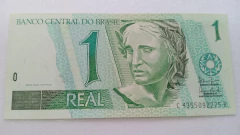Cédula de 1 Real de 2003 C253 Serie C 4355092225 B Chancelas de Antônio Palocci e Henrique Meirelles Flor de Estampa