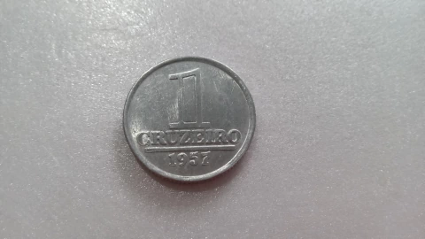 Moeda de 1 Cruzeiro de 1957 Alumínio Flor de Cunho ML 17
