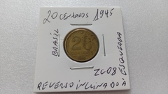 Moeda de 20 Centavos de 1945 Bronze Alumínio Reverso Inclinado à Esquerda ZC 08