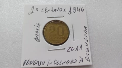 Moeda de 20 Centavos de 1946 Bronze Alumínio Reverso Inclinado à Esquerda ZC 11