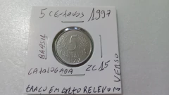 Moeda de 5 Centavos de 1997 Aço Inox com Traços em Alto-Relevo no Verso Catalogada ZC15 - Mandrade Numismática