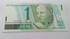 Cédula de 1 Real de 2003 C254 Serie A 3993065645 C Chancelas de Antônio Palocci e Henrique Meirelles Flor de Estampa