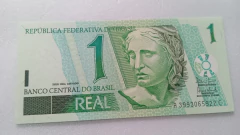 Cédula de 1 Real de 2003 C254 Serie A 3993065922 C Chancelas de Antônio Palocci e Henrique Meirelles Flor de Estampa