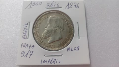 Moeda de 1000 Réis de 1876 Prata 917 Império ML 08 na internet