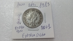 Moeda de 1000 reis de 1913 Estrela Solta Prata 900 Republica HE 01